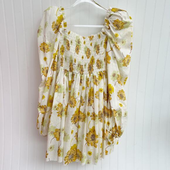 The Vampire’s Wife Frill Killer Mini Dress Yellow White Liberty Print Cotton Med - Picture 10 of 13